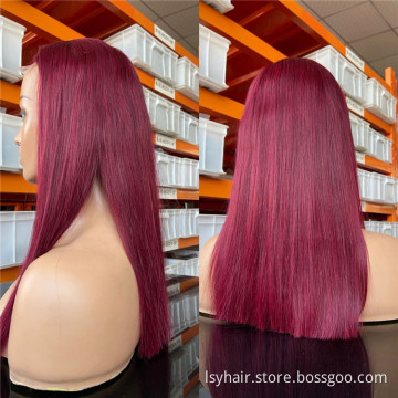 Wholesale Hd Lace Wig 100% Virgin Human Hair,Best Frontal Bone Straight 99j Wig Original Human Hair,Women Lace Wig Natural Hair